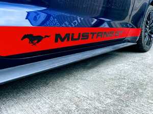 Custom Gloss Red Car Door Decals on Dark Blue Mustang GT